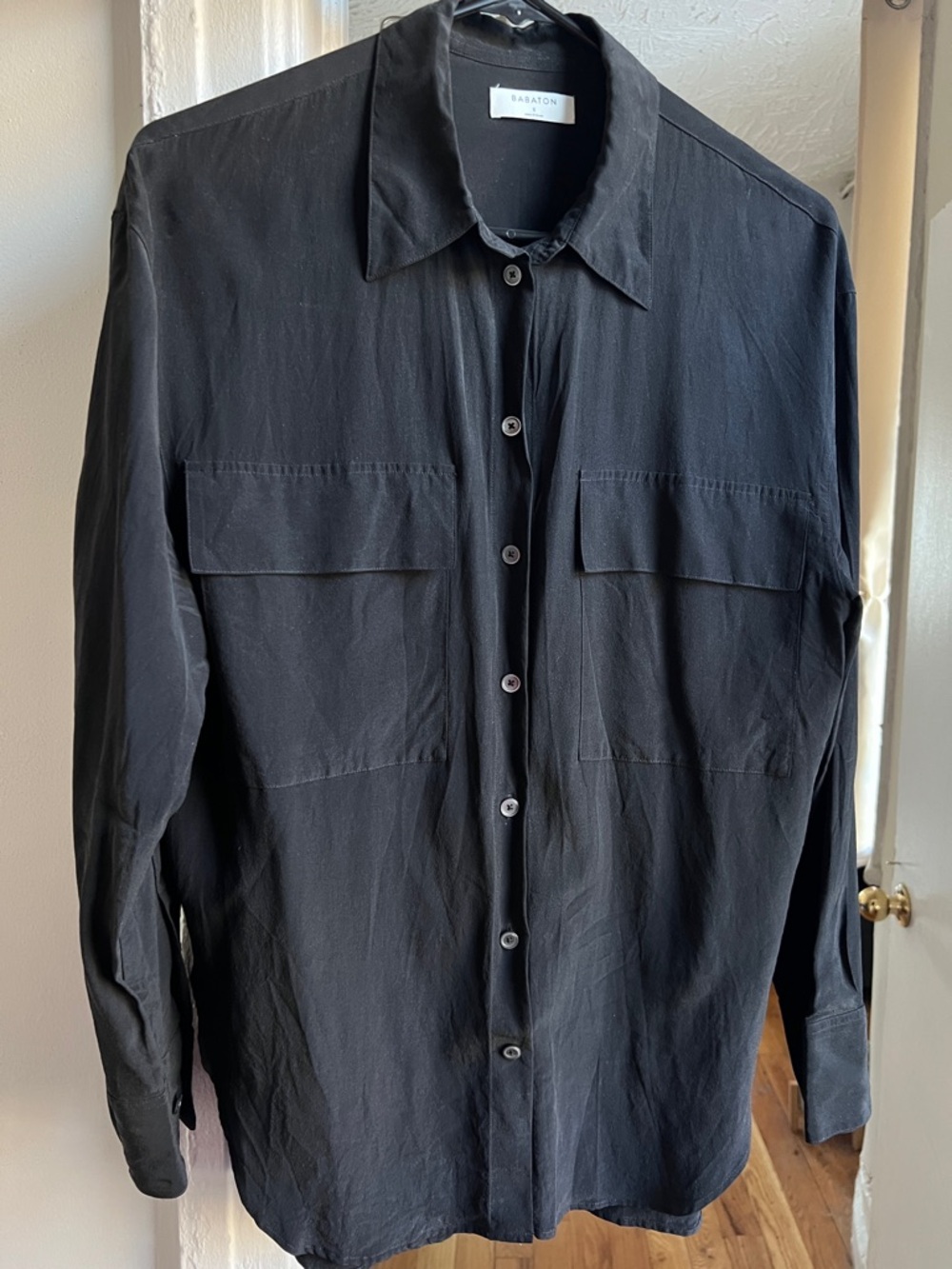 Babaton Black Utility Button-Down Shirt S